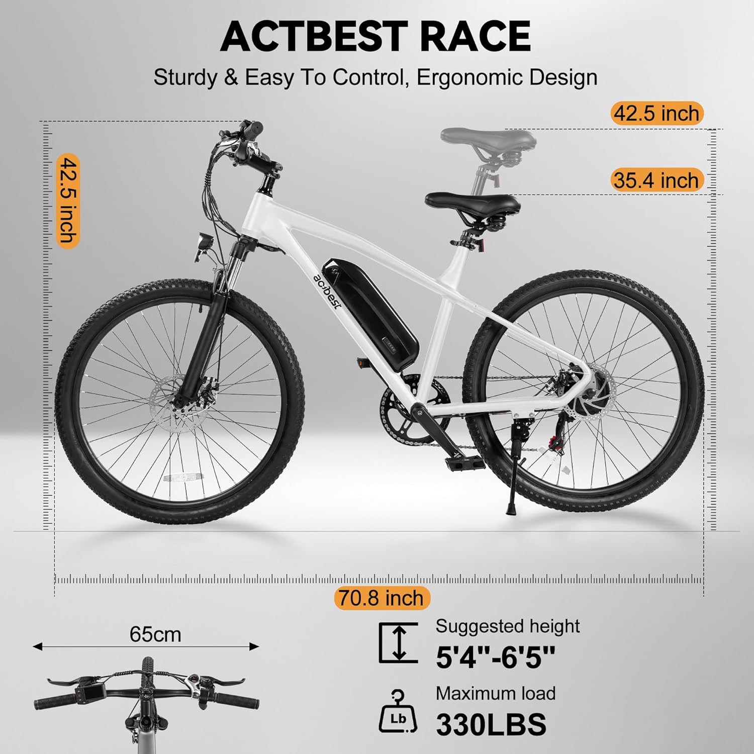 ACTBEST Race Electric Bike for Adults 21-Speed 27.5" Ebike view 2