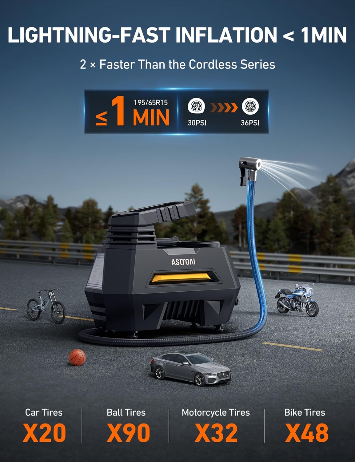 AstroAI Tire Inflator Portable Air Compressor view 3