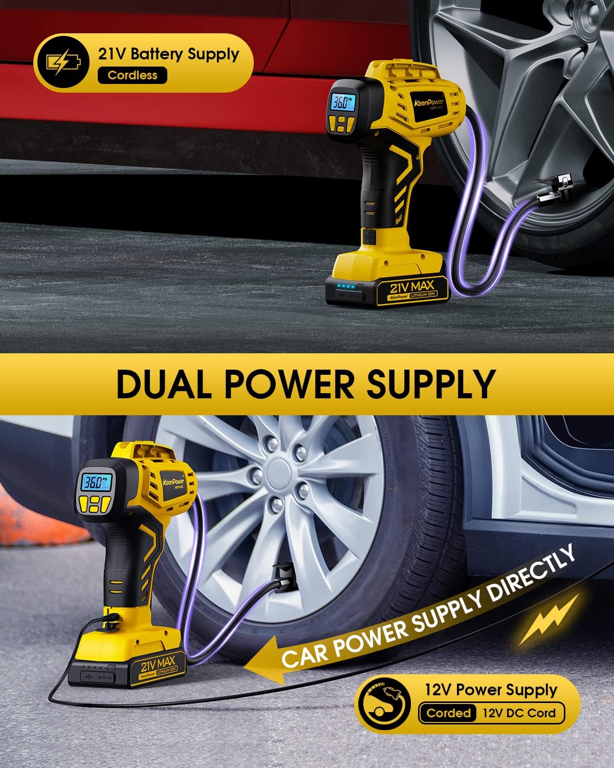 KeenPower C218Y Tire Inflator - Portable Air Compressor view 4